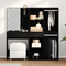 vidaXL LED Dressing Table with 2 Cabinets Black Oak Engineered Wood