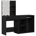 vidaXL Dressing Table with LED & Cabinet Black Oak Engineered Wood