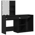 vidaXL Dressing Table with LED & Cabinet Black Oak Engineered Wood