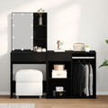 vidaXL Dressing Table with LED & Cabinet Black Oak Engineered Wood