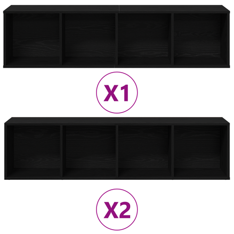 vidaXL Bookshelves 3 pcs Black Oak 36x30x143 cm Engineered Wood