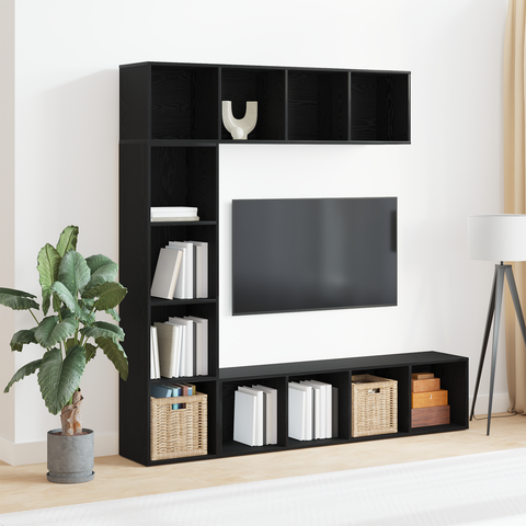 vidaXL Bookshelves 3 pcs Black Oak 36x30x143 cm Engineered Wood