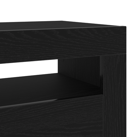 vidaXL Bedside Cabinet with LED Lights Black Oak 60x35x40 cm Engineered Wood