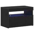 vidaXL Bedside Cabinet with LED Lights Black Oak 60x35x40 cm Engineered Wood