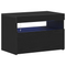 vidaXL Bedside Cabinet with LED Lights Black Oak 60x35x40 cm Engineered Wood
