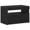 vidaXL Bedside Cabinet with LED Lights Black Oak 60x35x40 cm Engineered Wood