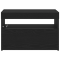 vidaXL Bedside Cabinet with LED Lights Black Oak 60x35x40 cm Engineered Wood