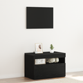 vidaXL Bedside Cabinet with LED Lights Black Oak 60x35x40 cm Engineered Wood