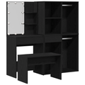 vidaXL Dressing Table Set with LED Black Oak Engineered Wood