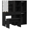 vidaXL Dressing Table Set with LED Black Oak Engineered Wood