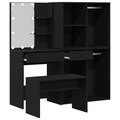 vidaXL Dressing Table Set with LED Black Oak Engineered Wood