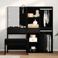 vidaXL Dressing Table Set with LED Black Oak Engineered Wood
