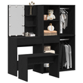 vidaXL Dressing Table Set with LED Black Oak Engineered Wood