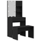 vidaXL Dressing Table Set with LED Black Oak Engineered Wood
