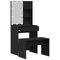 vidaXL Dressing Table Set with LED Black Oak Engineered Wood