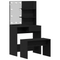 vidaXL Dressing Table Set with LED Black Oak Engineered Wood