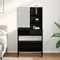 vidaXL Dressing Table Set with LED Black Oak Engineered Wood
