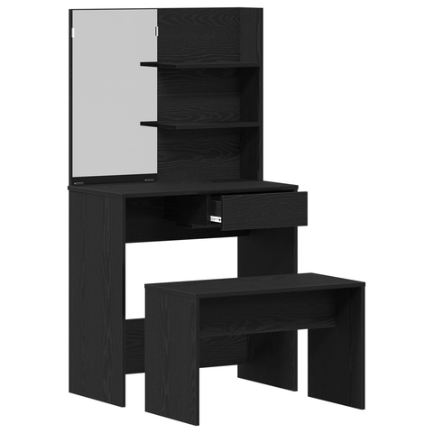 vidaXL Dressing Table Set Black Oak Engineered Wood