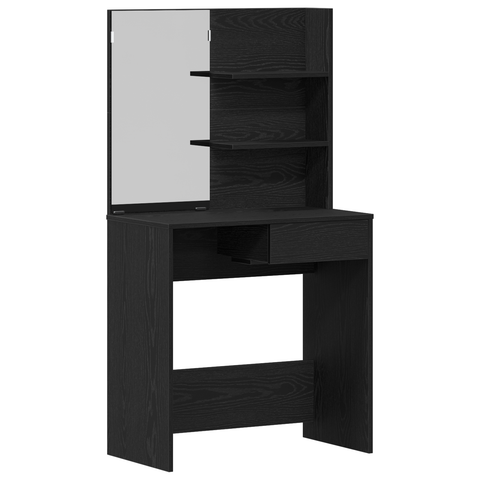 vidaXL Dressing Table Set Black Oak Engineered Wood