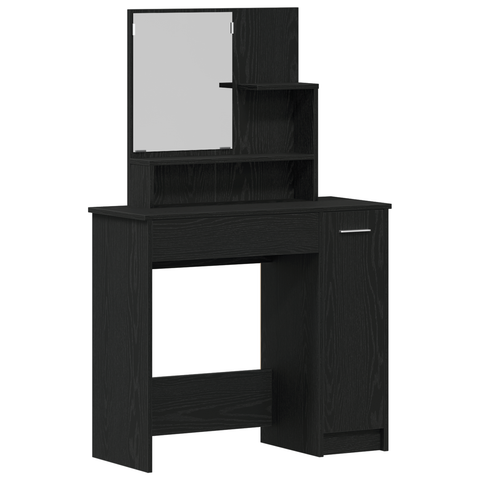 vidaXL Dressing Table Set Black Oak Engineered Wood