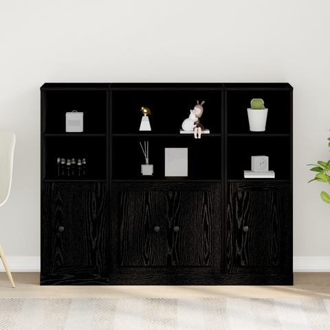 vidaXL Highboard Black Oak 132x35,5x103,5 cm Engineered Wood