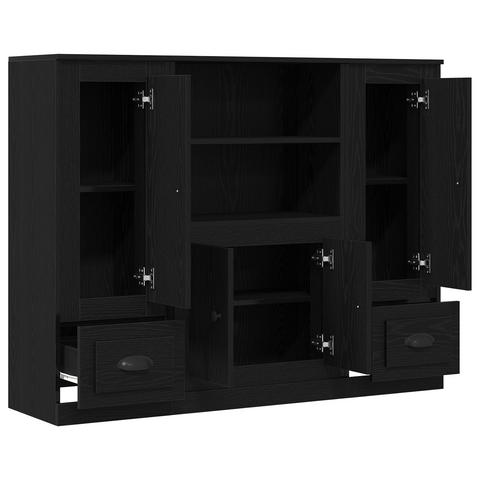 vidaXL Highboard Black Oak 132x35,5x103,5 cm Engineered Wood
