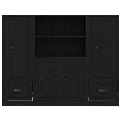 vidaXL Highboard Black Oak 132x35,5x103,5 cm Engineered Wood