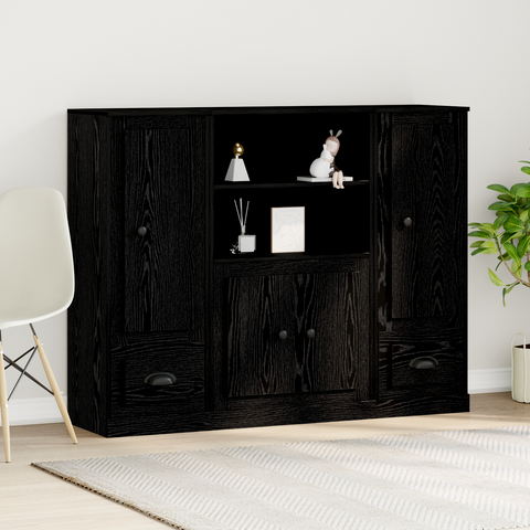 vidaXL Highboard Black Oak 132x35,5x103,5 cm Engineered Wood