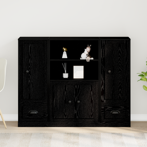 vidaXL Highboard Black Oak 132x35,5x103,5 cm Engineered Wood