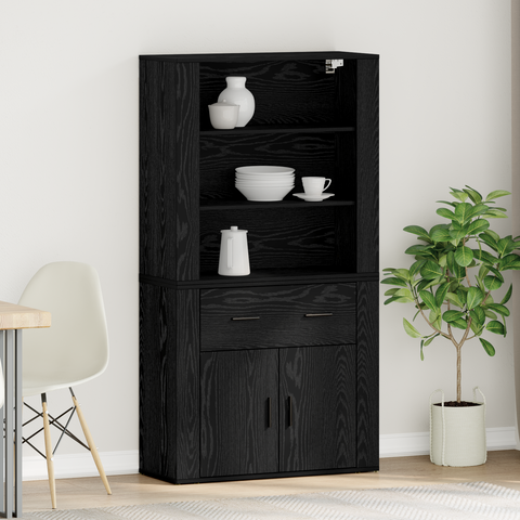 vidaXL Highboard Black Oak Engineered Wood
