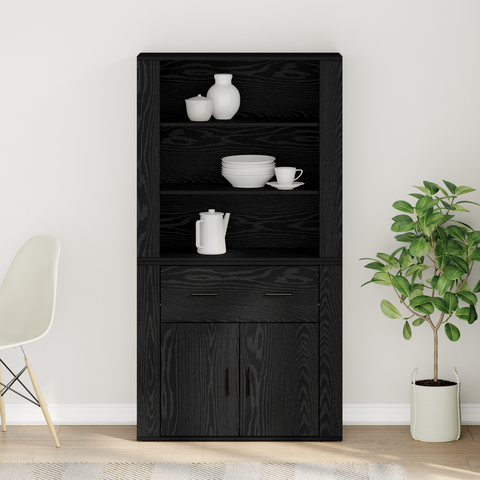 vidaXL Highboard Black Oak Engineered Wood