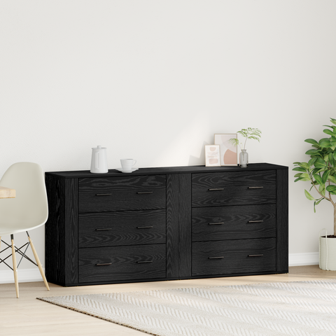 vidaXL Sideboards 2 pcs Black Oak Engineered Wood