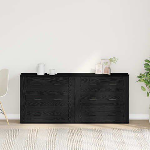 vidaXL Sideboards 2 pcs Black Oak Engineered Wood