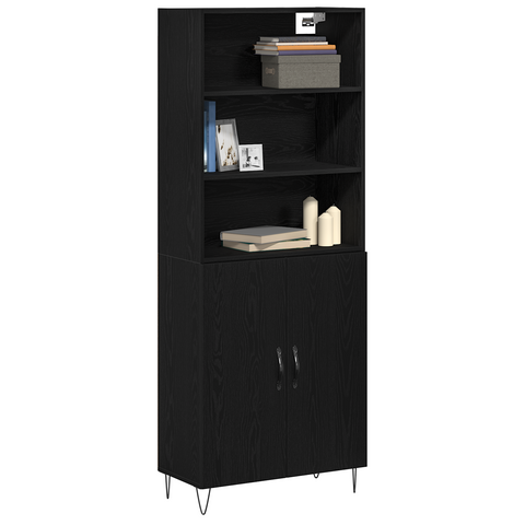 vidaXL Highboard Black Oak 69.5x34x180 cm Engineered Wood