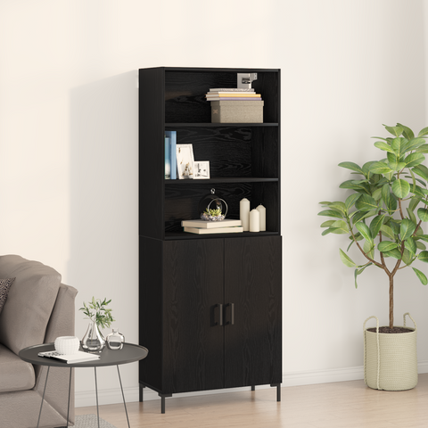 vidaXL Highboard Black Oak 69.5x34x180 cm Engineered Wood