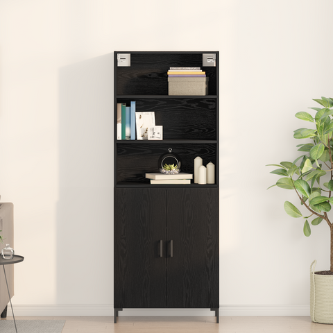 vidaXL Highboard Black Oak 69.5x34x180 cm Engineered Wood