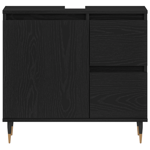 vidaXL 3 Piece Bathroom Furniture Set Black Oak Engineered Wood