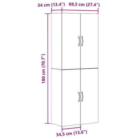 vidaXL Cabinets 2 pcs Black Oak 69,5x34x180 cm Engineered Wood