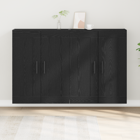 vidaXL Wall Mounted Cabinets 2 pcs Black Oak Engineered Wood