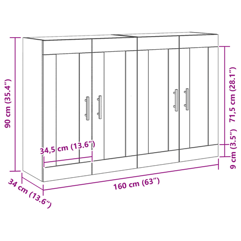 vidaXL Wall Mounted Cabinets 2 pcs Black Oak Engineered Wood