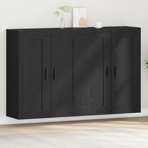 vidaXL Wall Mounted Cabinets 2 pcs Black Oak Engineered Wood