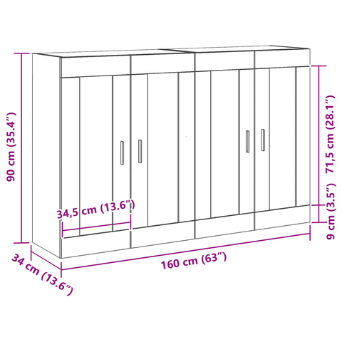 vidaXL Wall Mounted Cabinets 2 pcs Black Oak Engineered Wood