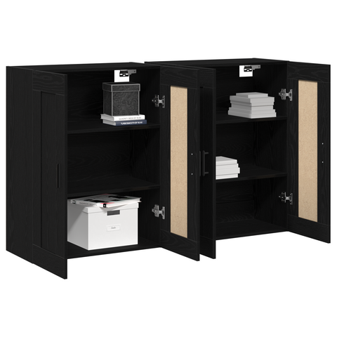 vidaXL Wall Mounted Cabinets 2 pcs Black Oak Engineered Wood