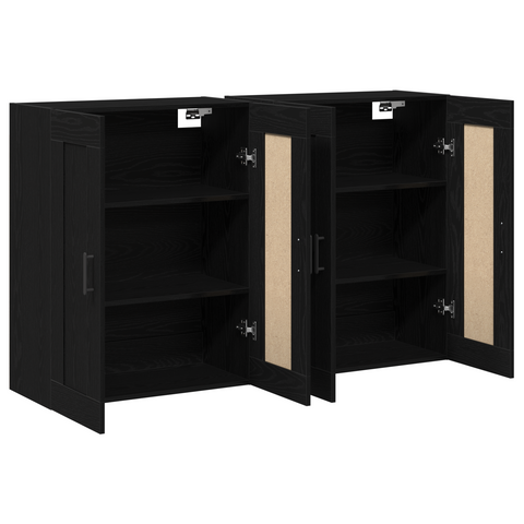 vidaXL Wall Mounted Cabinets 2 pcs Black Oak Engineered Wood