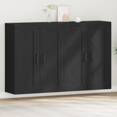 vidaXL Wall Mounted Cabinets 2 pcs Black Oak Engineered Wood