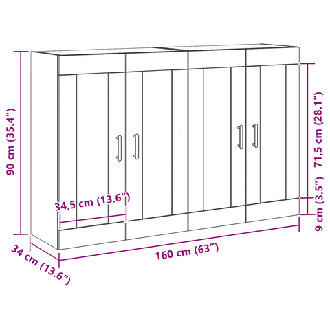vidaXL Wall Mounted Cabinets 2 pcs Black Oak Engineered Wood