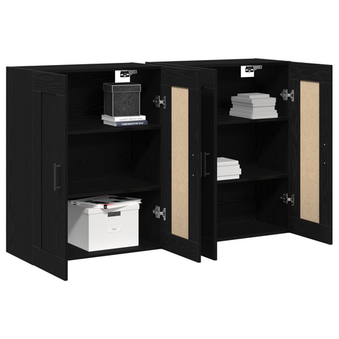 vidaXL Wall Mounted Cabinets 2 pcs Black Oak Engineered Wood