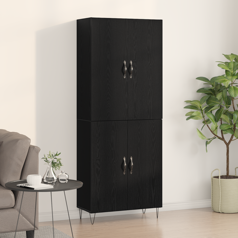 vidaXL Highboard Black Oak 69,5x34x180 cm Engineered Wood