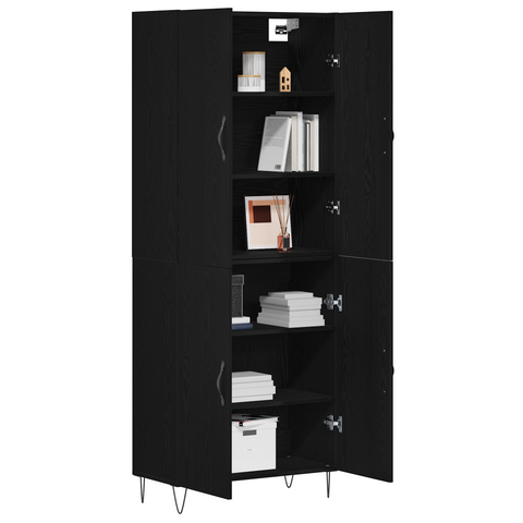 vidaXL Highboard Black Oak 69,5x34x180 cm Engineered Wood