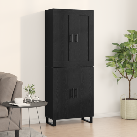 vidaXL Highboard Black Oak 69.5x34x180 cm Engineered Wood